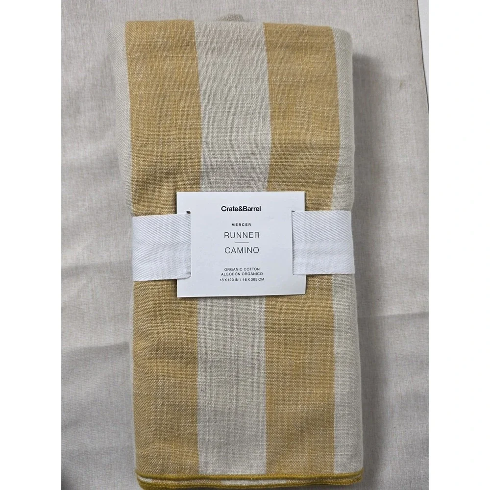 Crate And Barrel Table RunnerMERCERRUNNERCAMINOORGANIC COTTON 18X120‎ Yellow